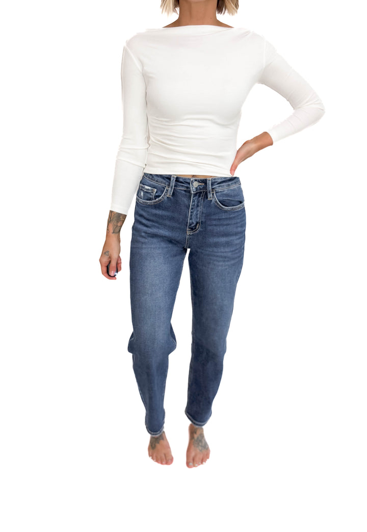 Lovervet Brooklyn High Rise Barrel Jeans- MEDIUM WASH