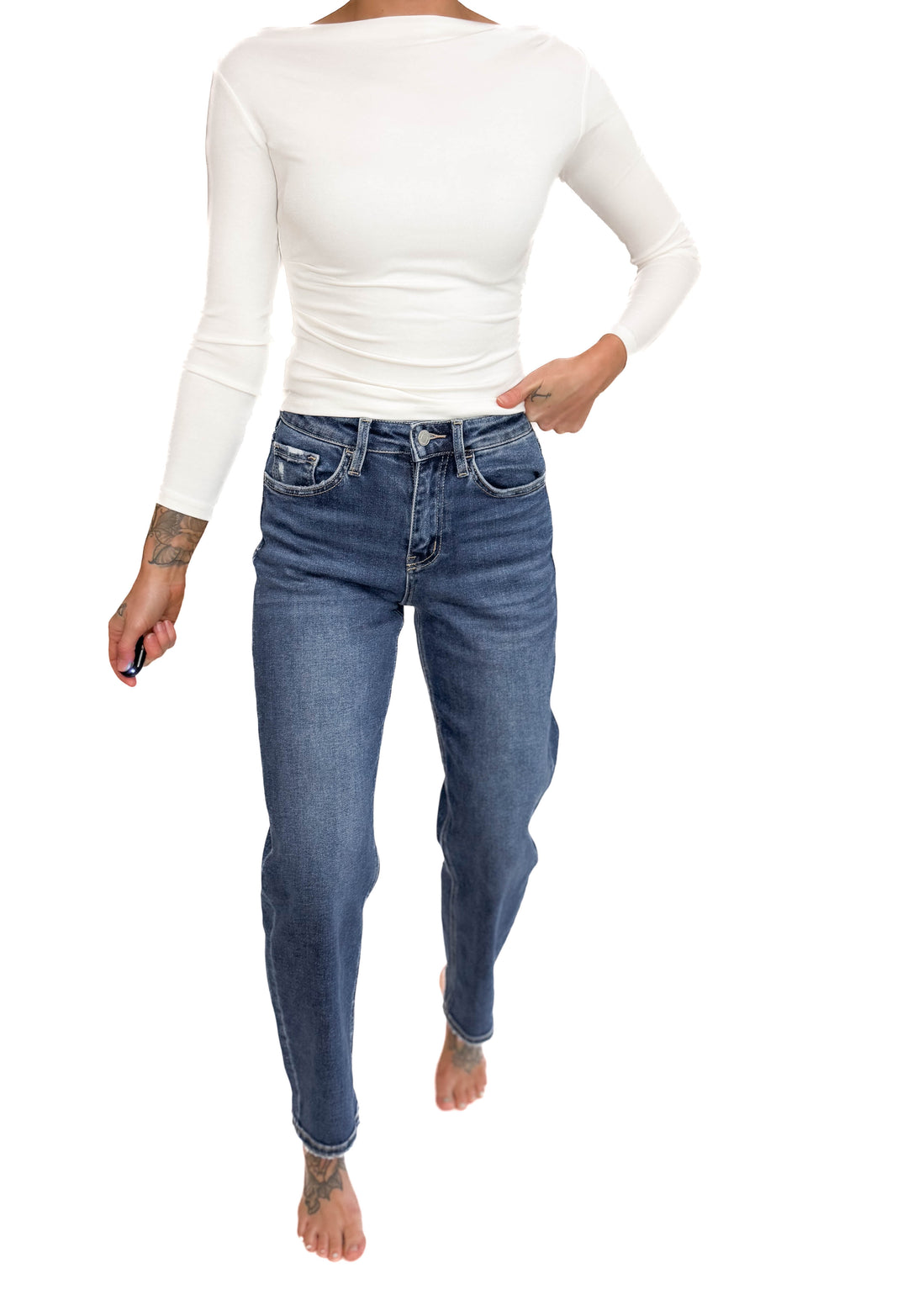 Lovervet Brooklyn High Rise Barrel Jeans- MEDIUM WASH