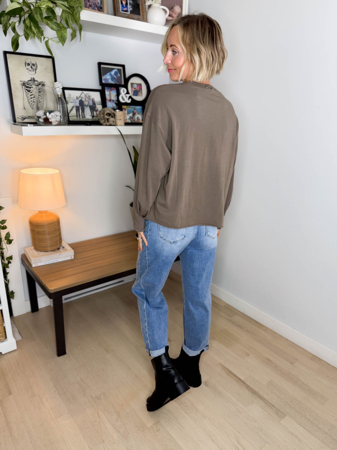 MONO B Sunday Brunch Pima Cotton Long Sleeve- TRUFFLE