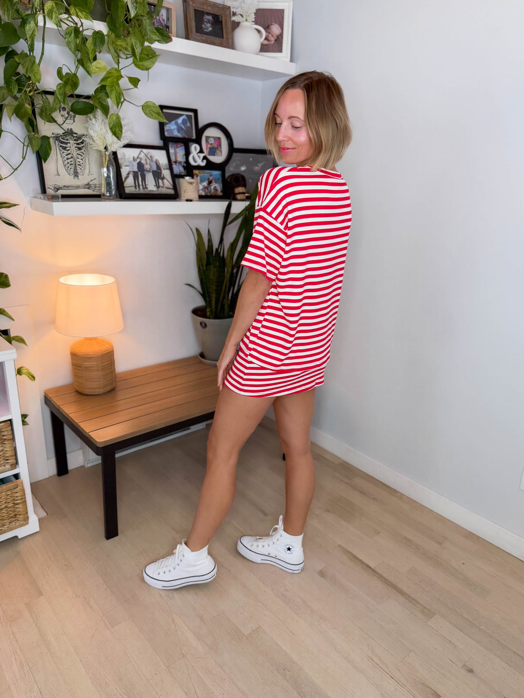 Mango Striped Skort Set- RED/WHITE