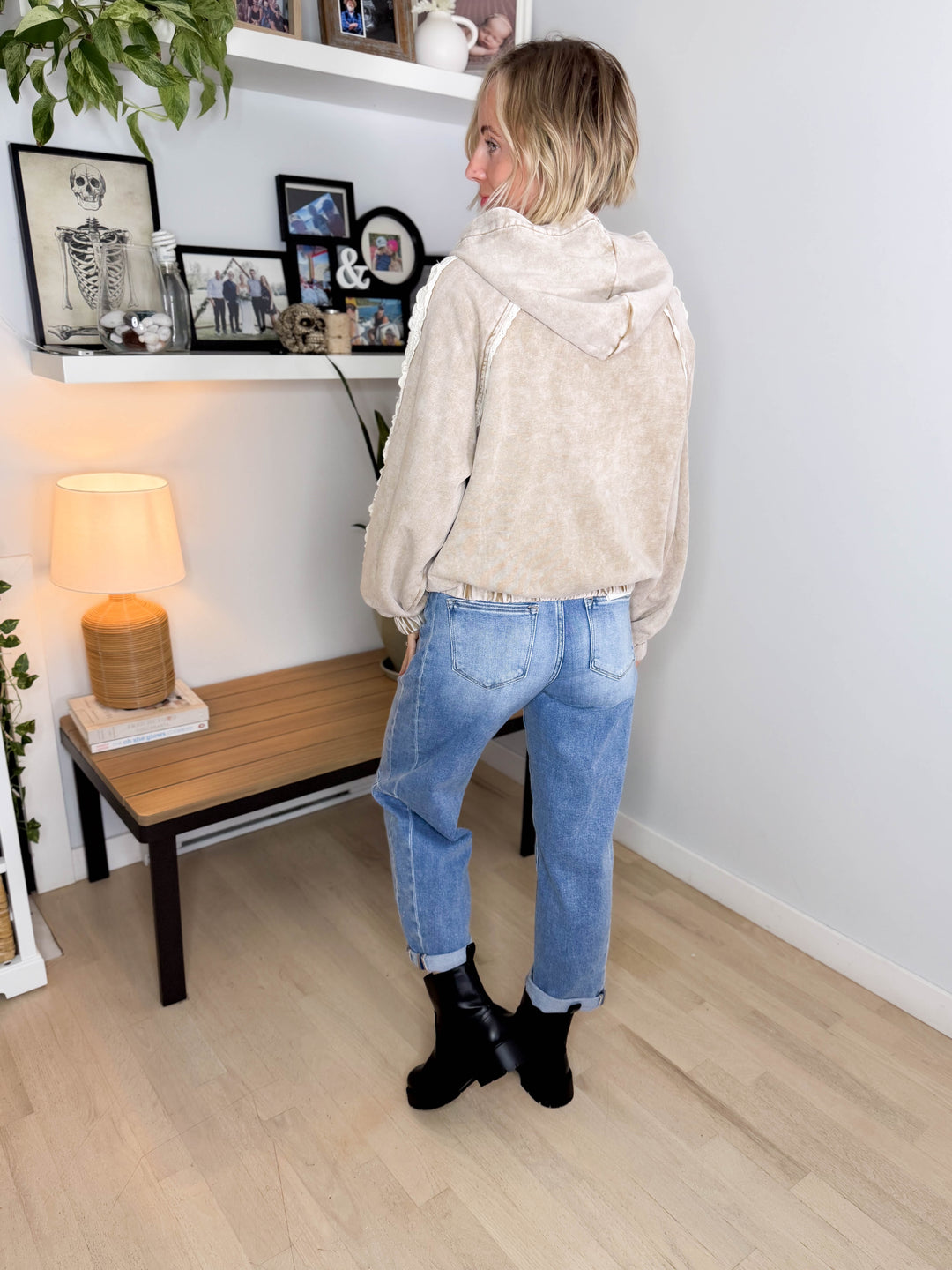 POL Nightcap Hooded Pullover- LIGHT TAUPE