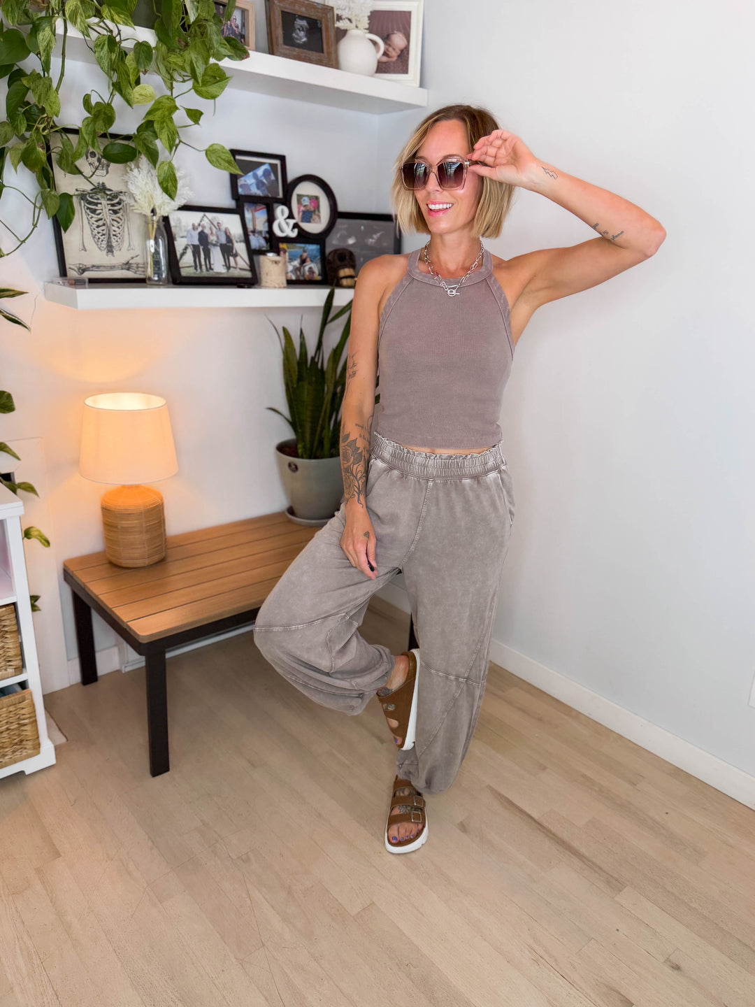 Delaney Washed Jogger Set- COFFEE/MOCHA