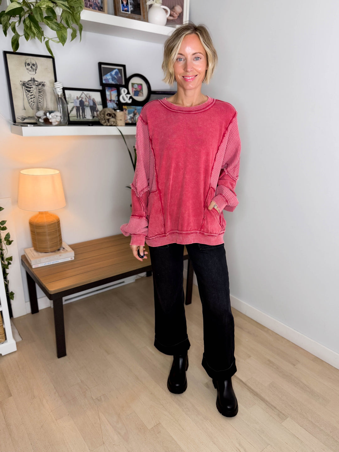 Farrah Thermal Long Sleeve- RED