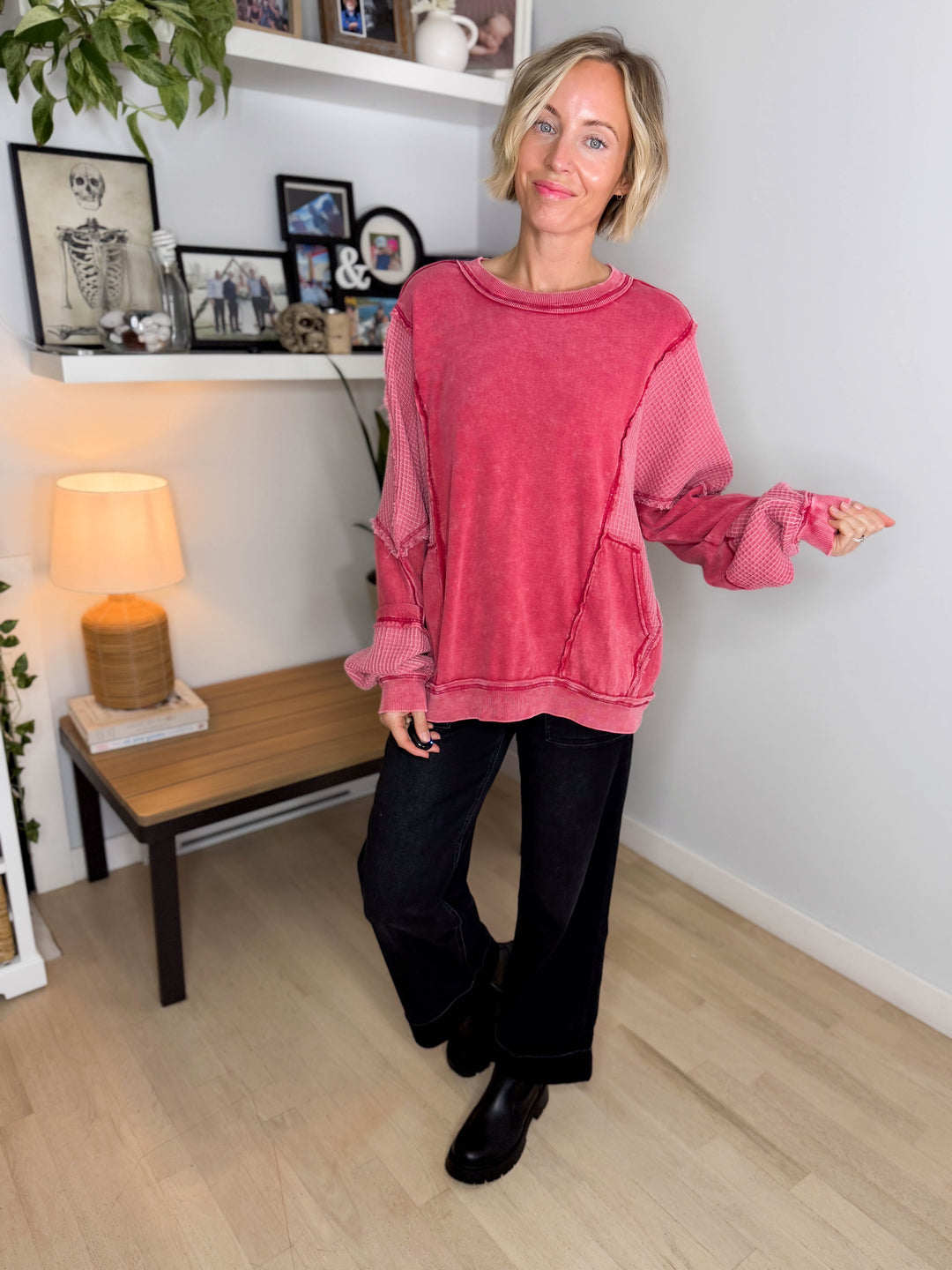 Farrah Thermal Long Sleeve- RED