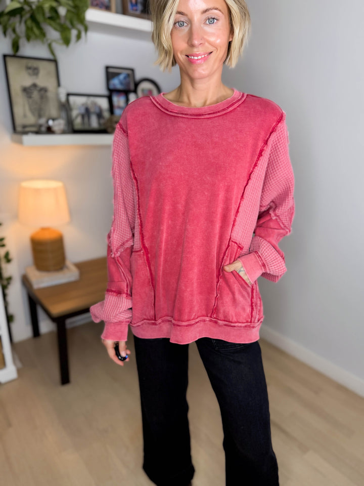 Farrah Thermal Long Sleeve- RED