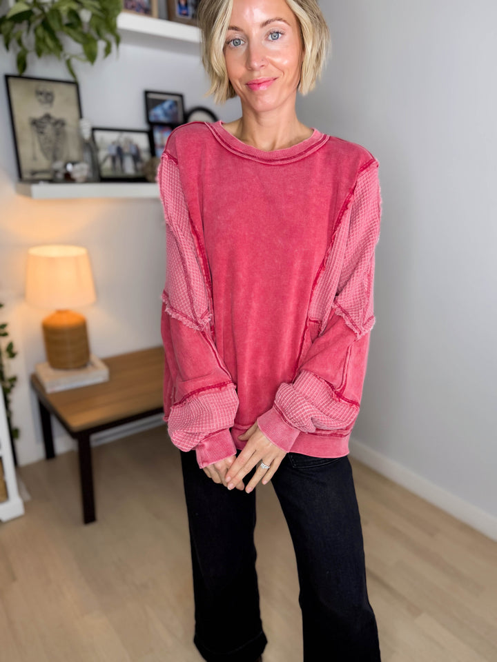 Farrah Thermal Long Sleeve- RED