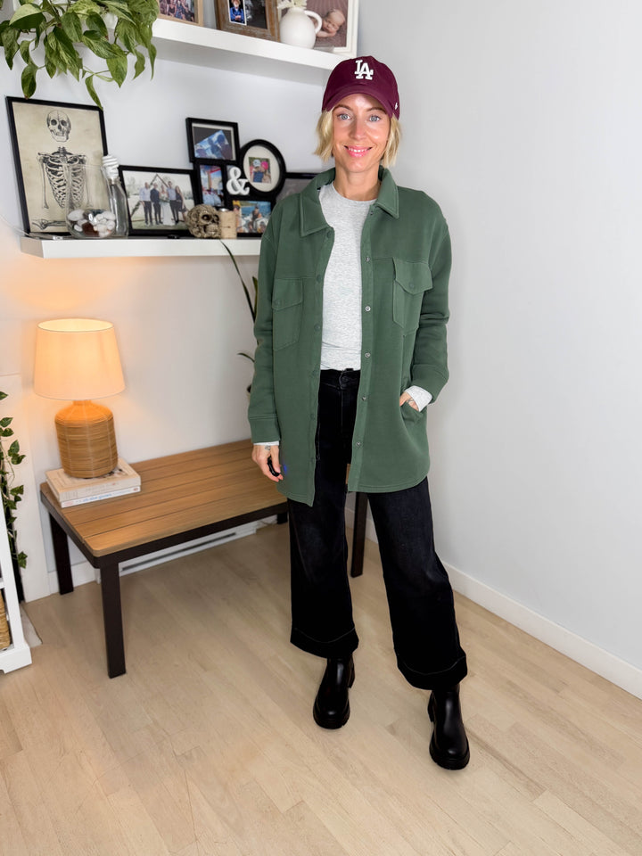 MONO B Valerie Snap on Shacket- SYCAMORE