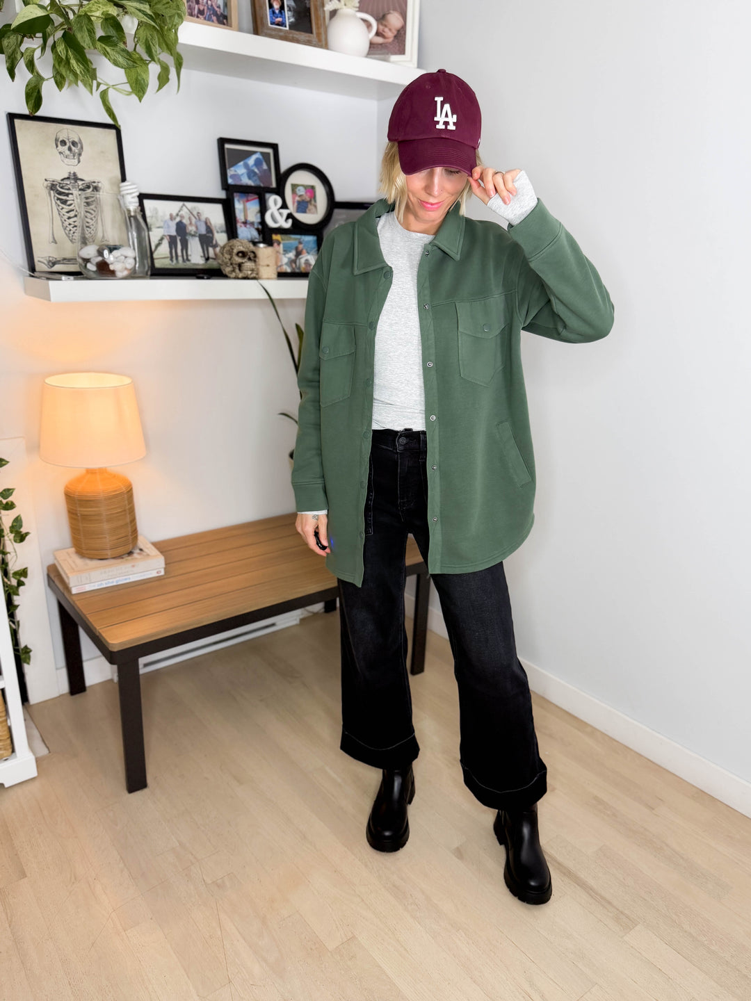 MONO B Valerie Snap on Shacket- SYCAMORE