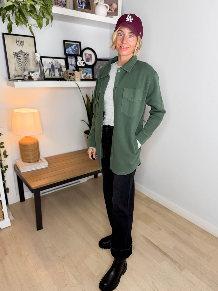 MONO B Valerie Snap on Shacket- SYCAMORE