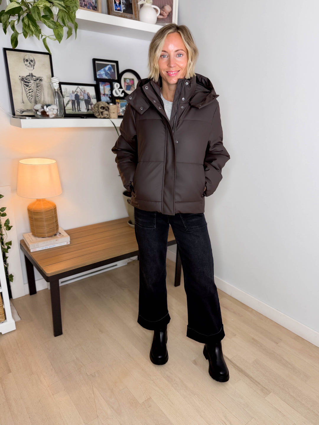 Only Agnes Water Repellent Puffer Jacket- CHOCOLATE TORTE
