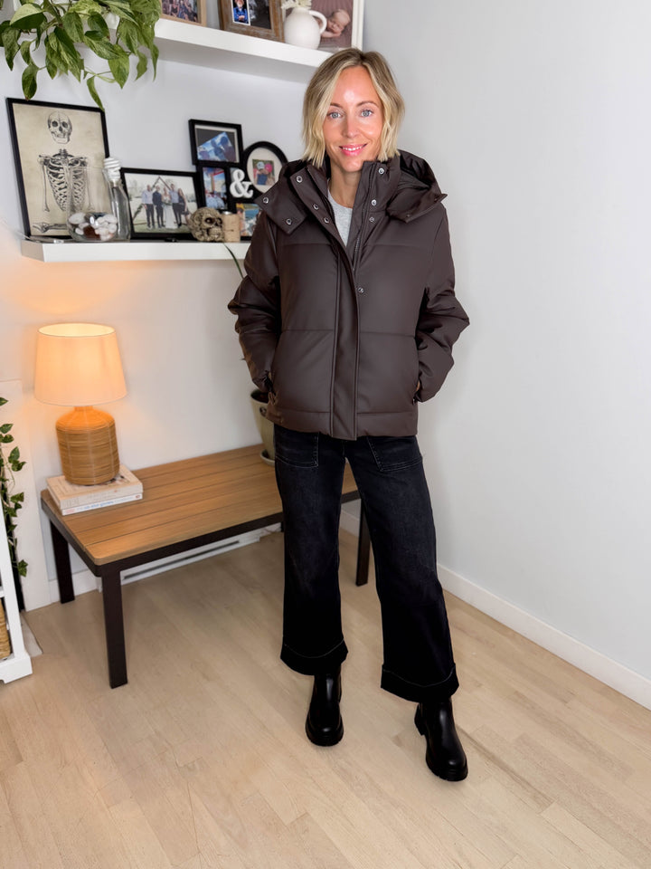Only Agnes Water Repellent Puffer Jacket- CHOCOLATE TORTE
