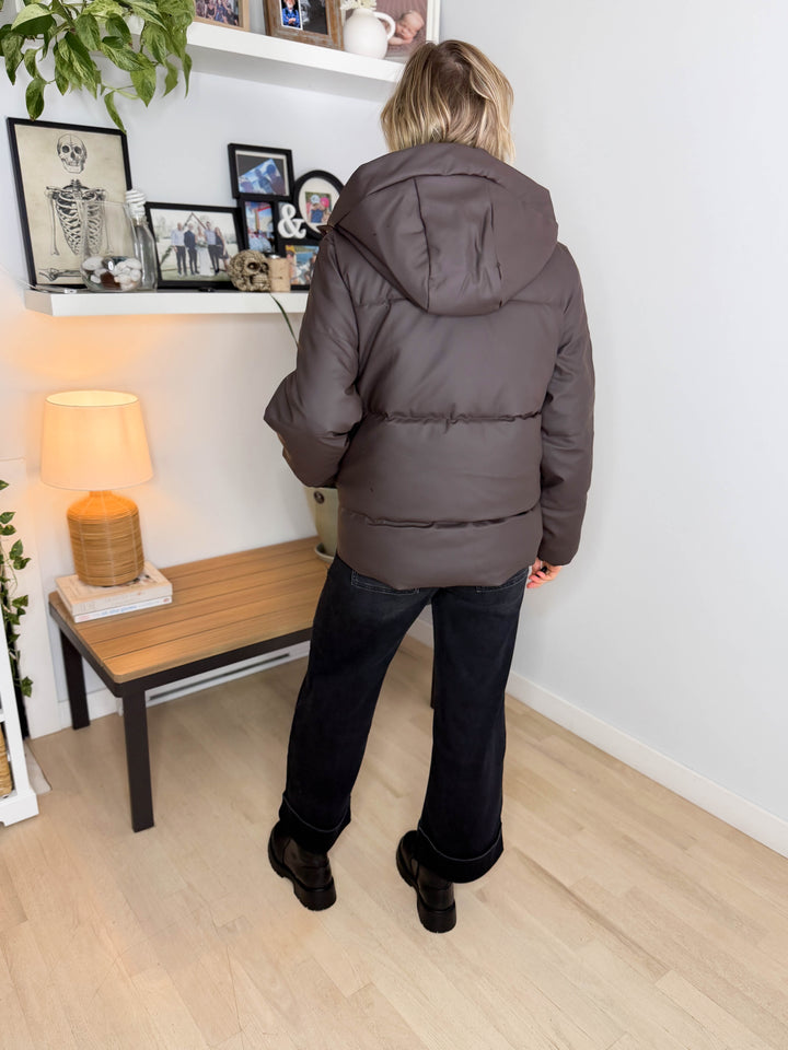 Only Agnes Water Repellent Puffer Jacket- CHOCOLATE TORTE