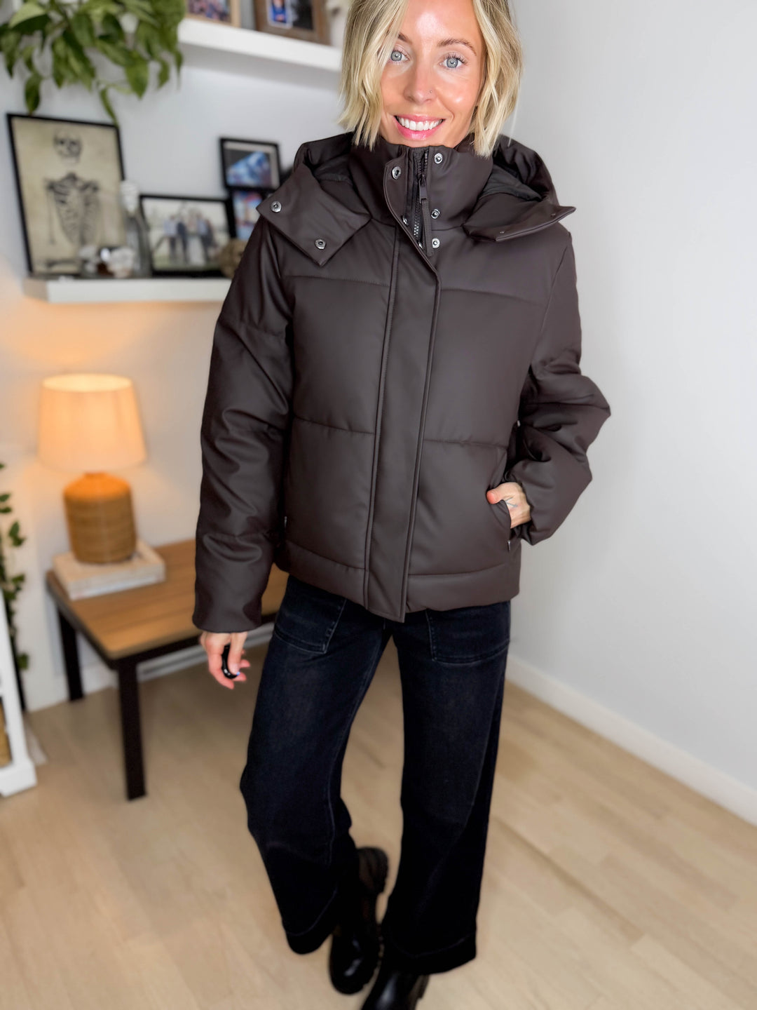Only Agnes Water Repellent Puffer Jacket- CHOCOLATE TORTE