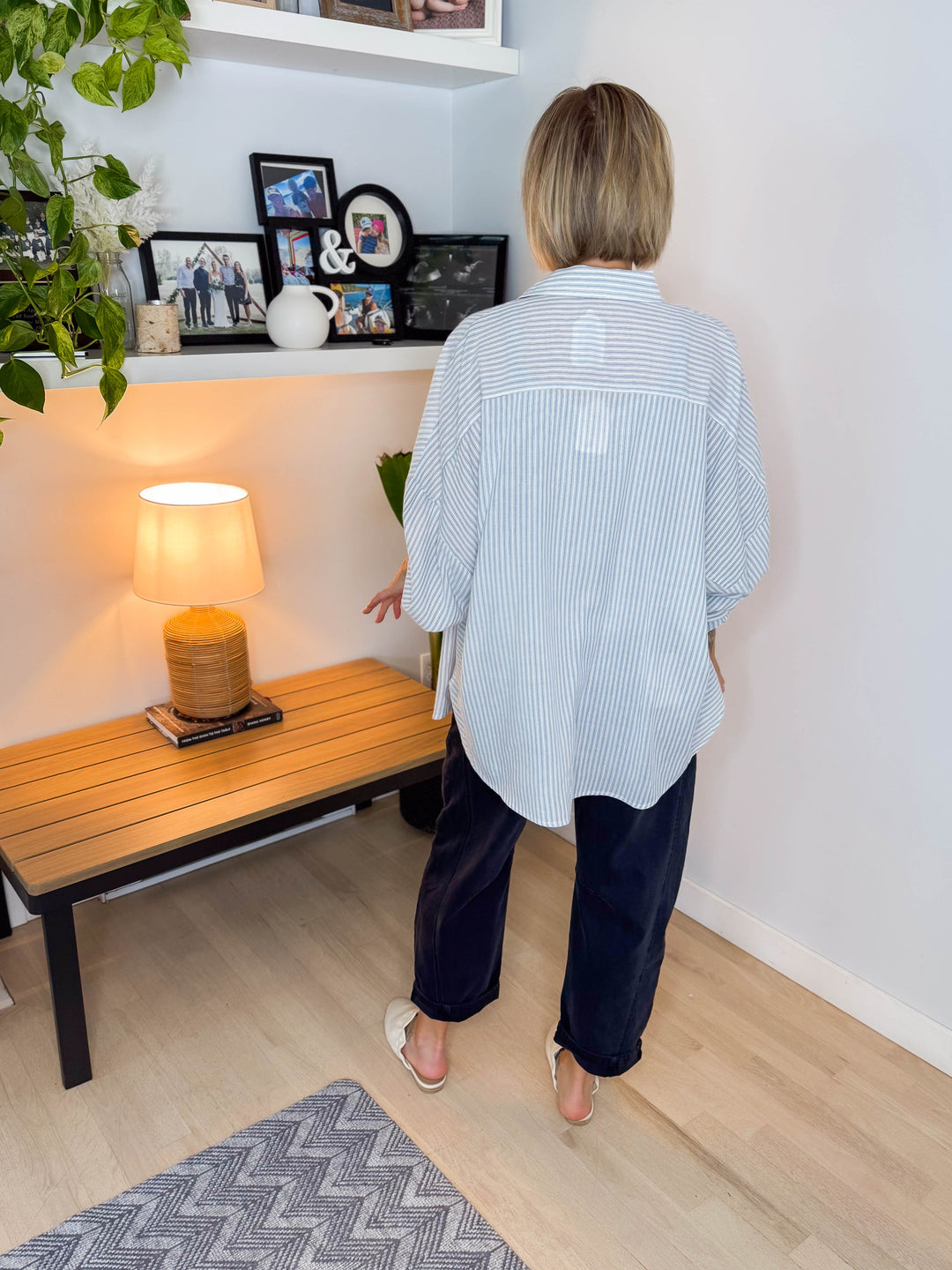 Gia Button Down Long Sleeve- DUSTY BLUE