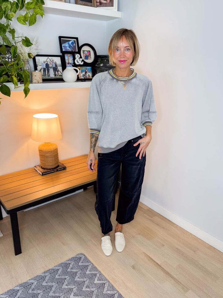 Alaina 1/2 Sleeve Pullover- CLOUD GREY