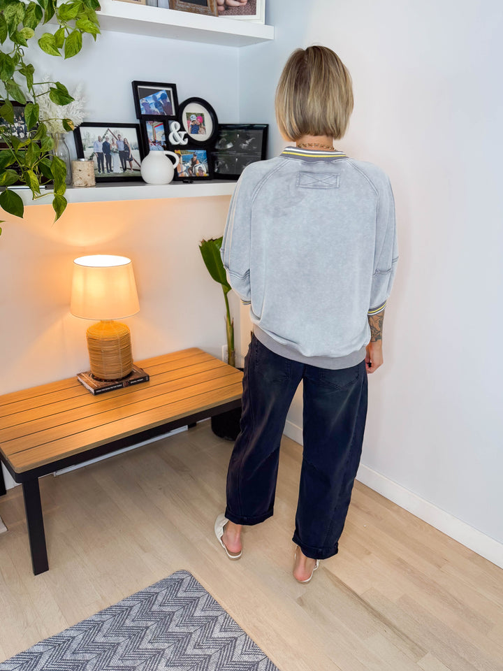 Alaina 1/2 Sleeve Pullover- CLOUD GREY