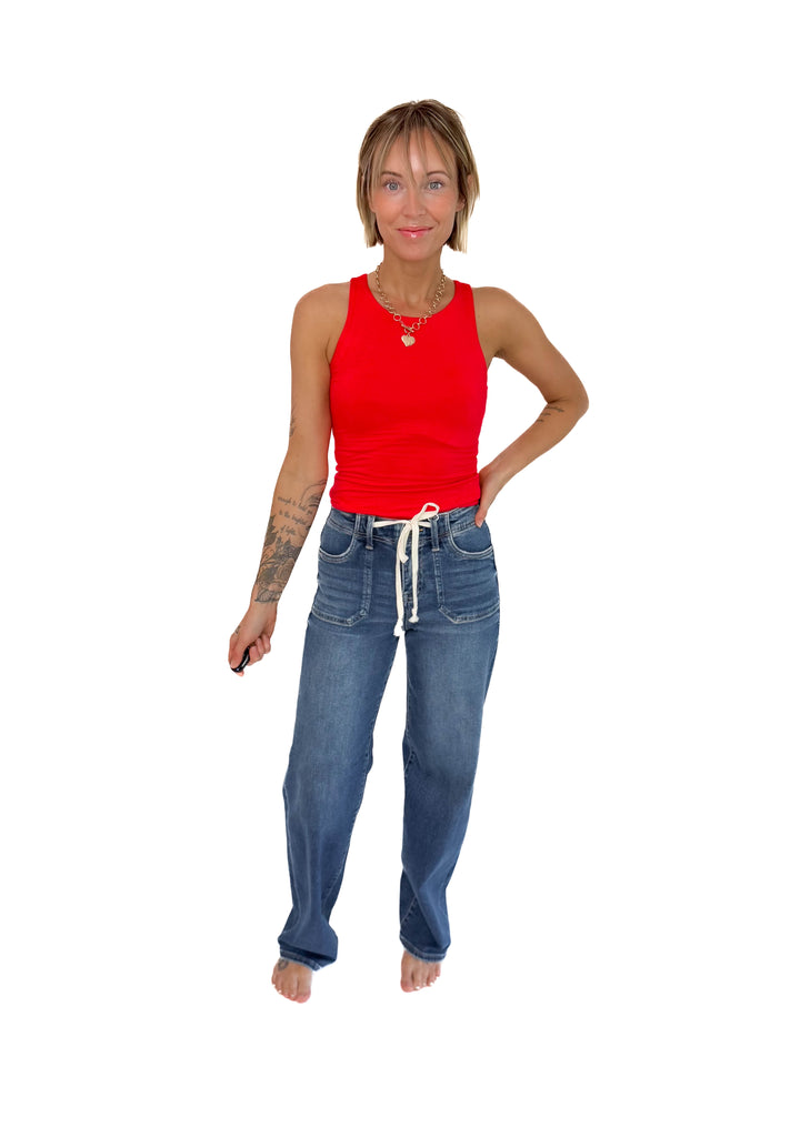 Esme Double Lined Jersey Tank- RUBY-FINAL SALE