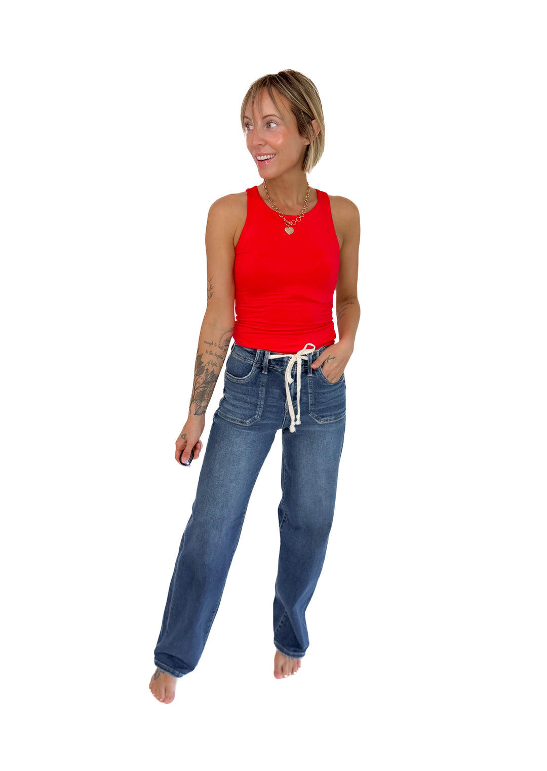 Esme Double Lined Jersey Tank- RUBY-FINAL SALE