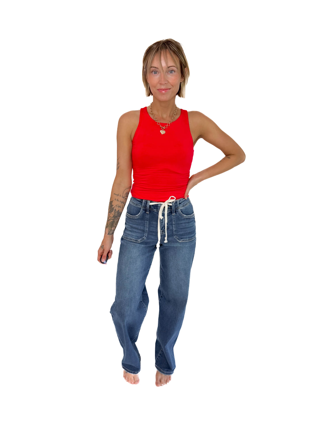 Esme Double Lined Jersey Tank- RUBY-FINAL SALE