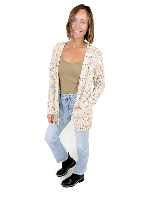 Luna Popcorn Confetti Cardigan CREAM Timber Gray