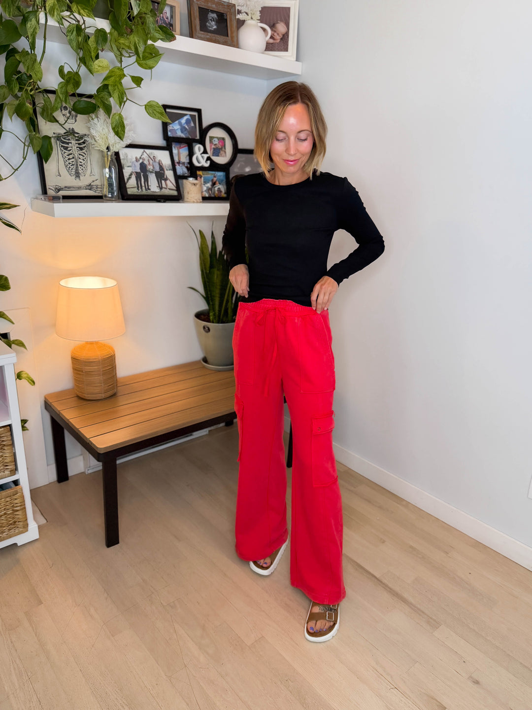 Scottie Snow Washed Cargo Pant- RED