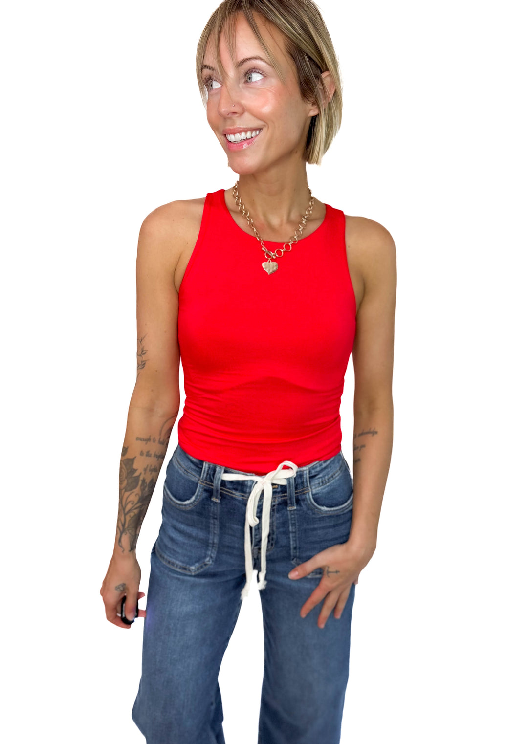 Esme Double Lined Jersey Tank- RUBY-FINAL SALE