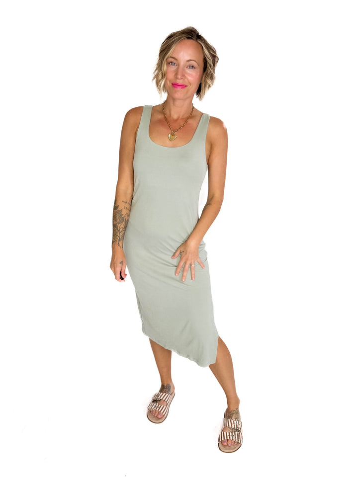 Kyra Athleisure Midi Dress- SAGE-FINAL SALE