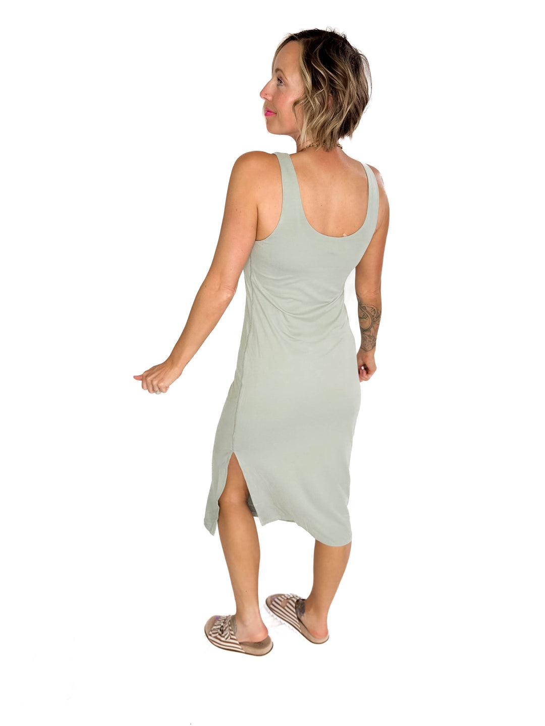 Kyra Athleisure Midi Dress- SAGE-FINAL SALE