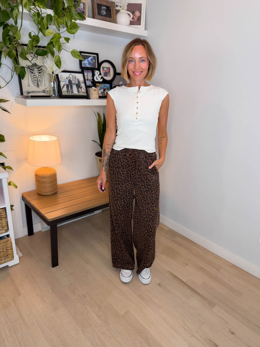 Cabana Leopard Wide Leg Drawstring Pant