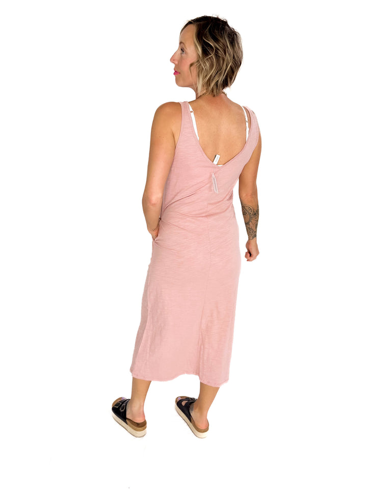 Minnie Button Up Tank Midi Dress- MAUVE-FINAL SALE