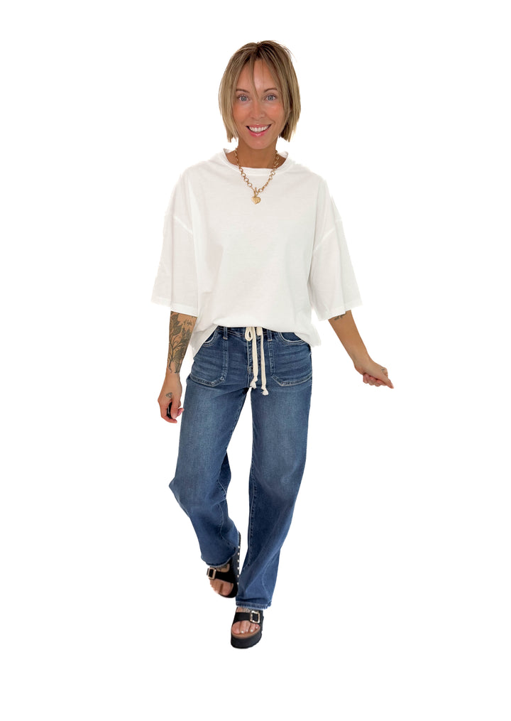 Kaya Cotton Boyfriend Tee- WHITE