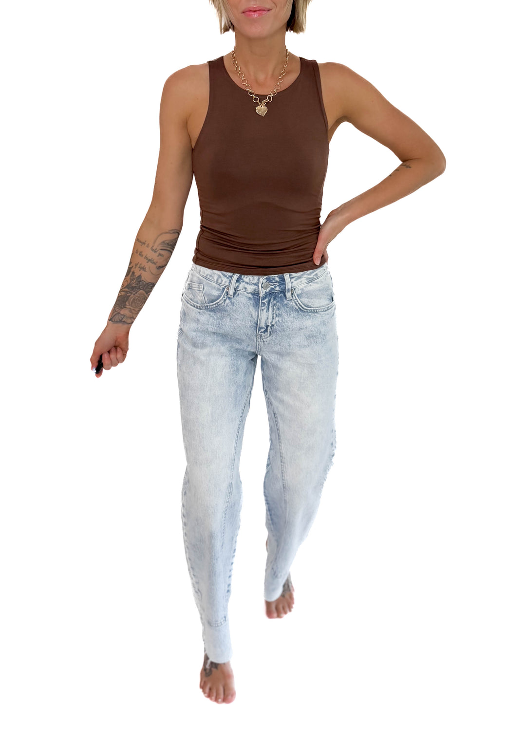 Mica Chester Mid Rise Ankle Straight Leg Jeans- ACID LIGHT