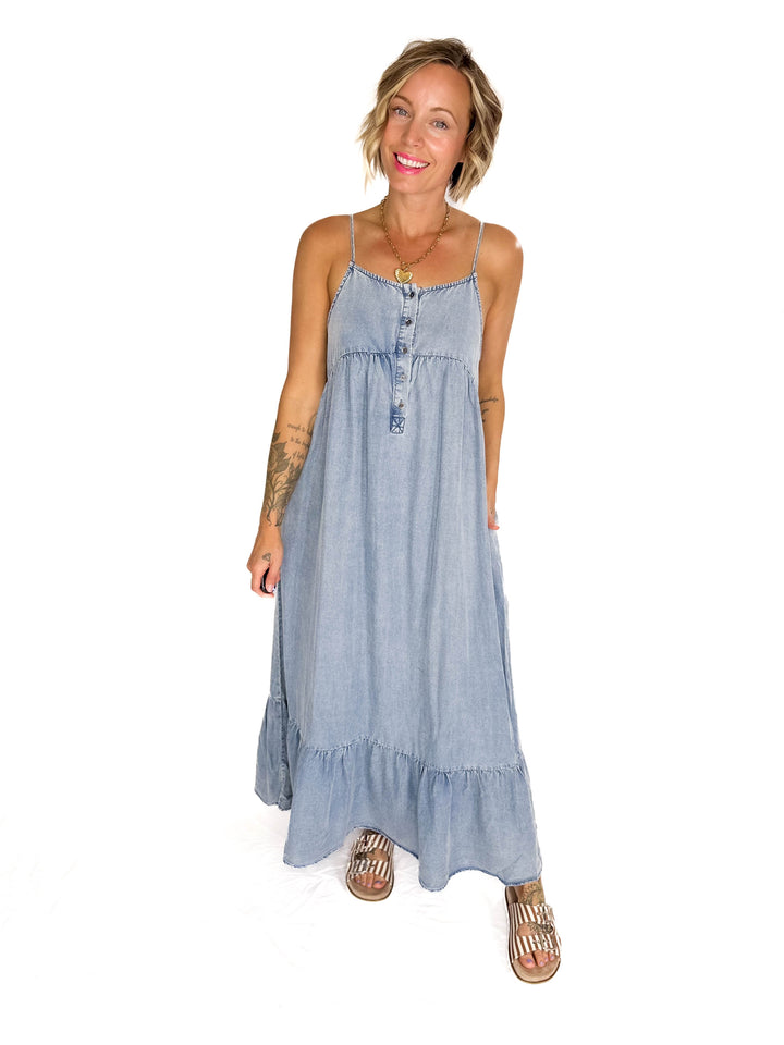 Neve Tencel Chambray Scoop Maxi- DENIM