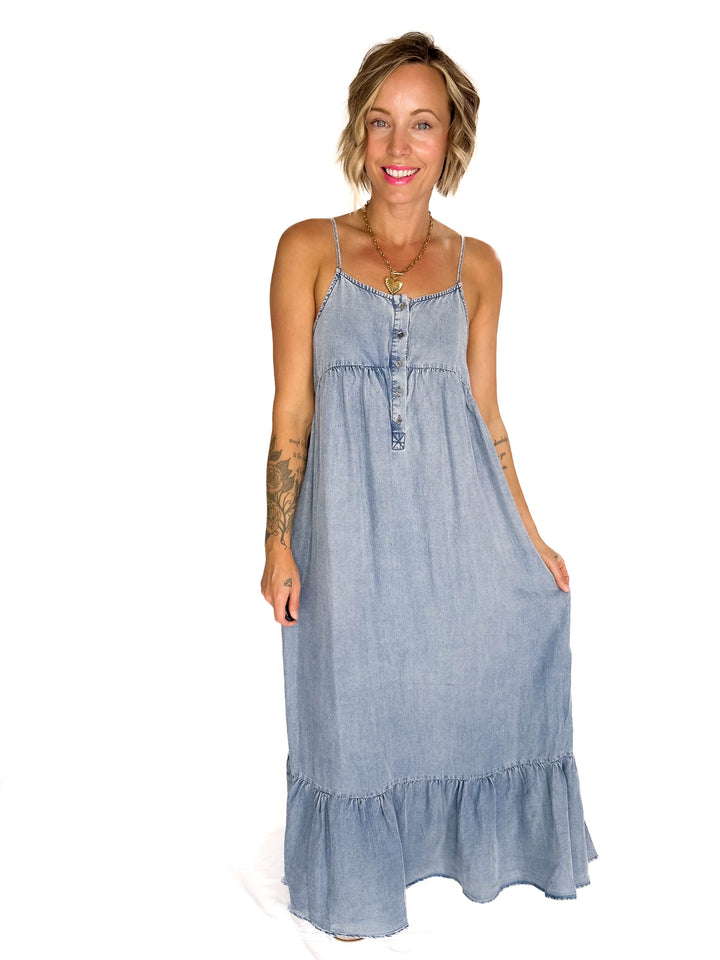 Neve Tencel Chambray Scoop Maxi- DENIM