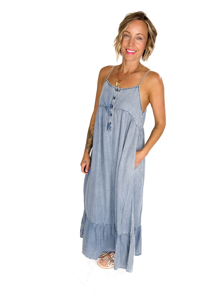 Neve Tencel Chambray Scoop Maxi- DENIM