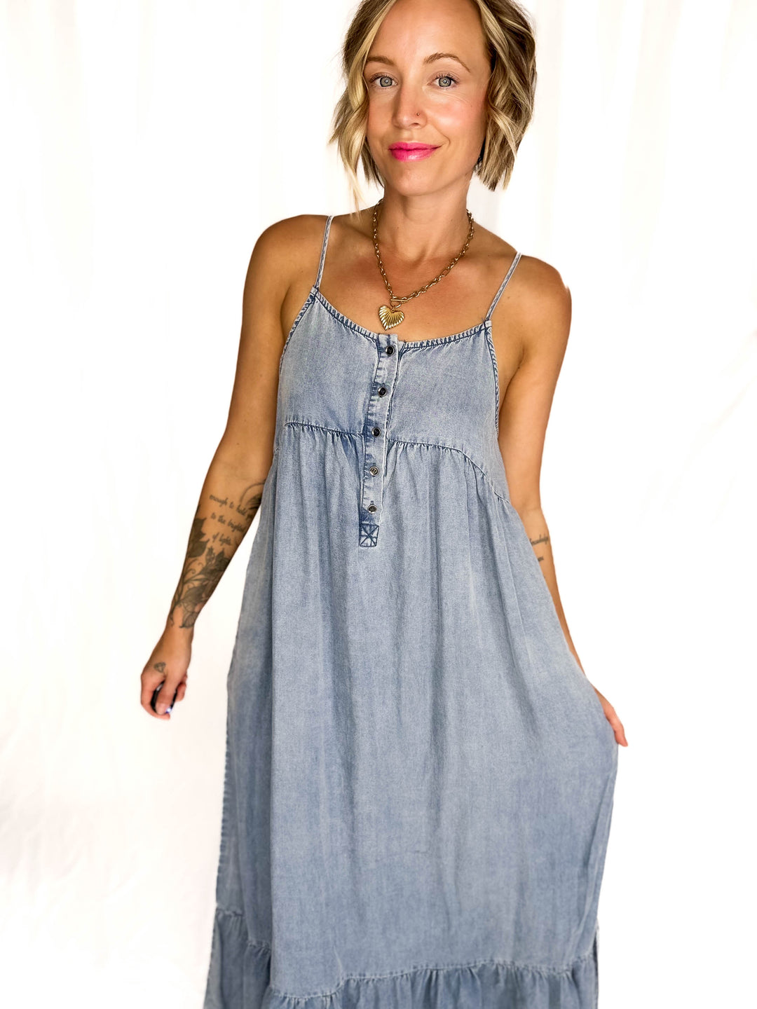 Neve Tencel Chambray Scoop Maxi- DENIM