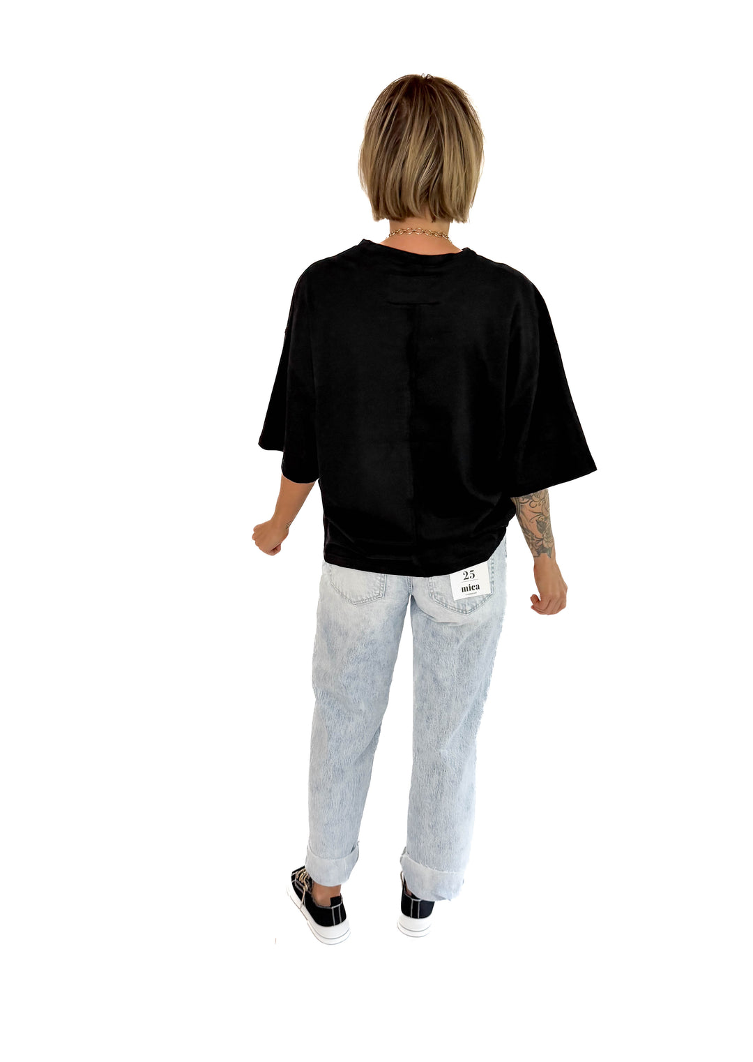 Kaya Cotton Boyfriend Tee- BLACK