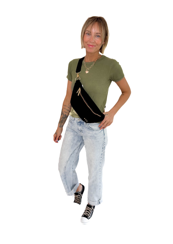 Susie Suede Bum Bag- BLACK