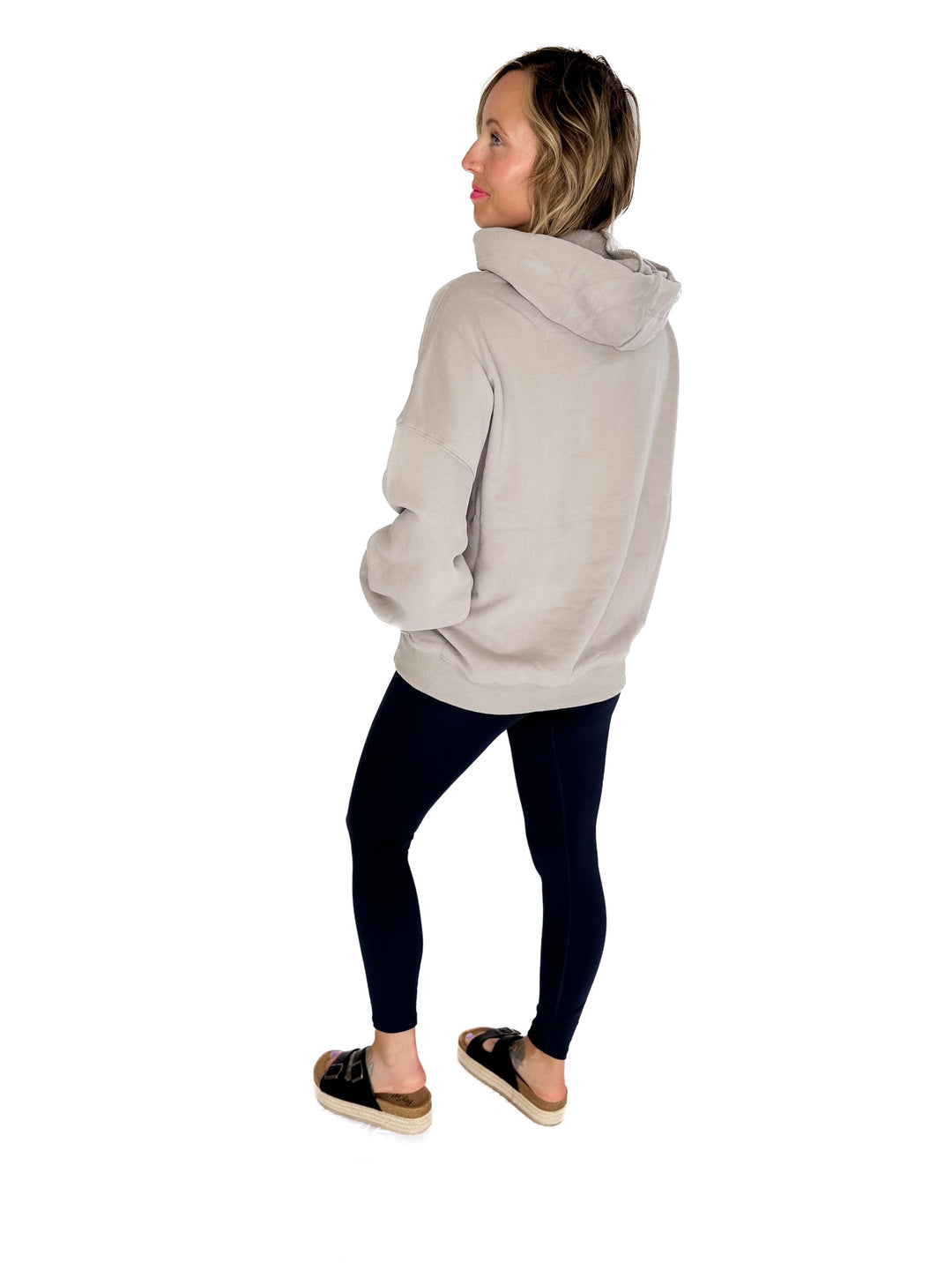 Lilah Premium French Terry Boyfriend Hooded Sweatshirt- CEMENT-FINAL SALE