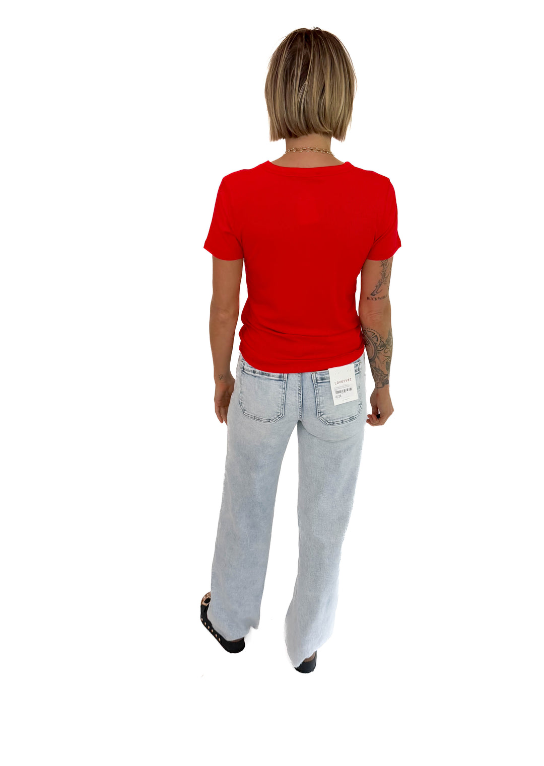 Odette Ribbed Short Sleeve- RUBY