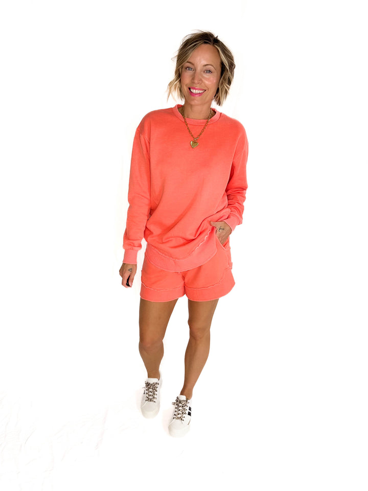 Stevie French Terry Pullover- CORAL-FINAL SALE