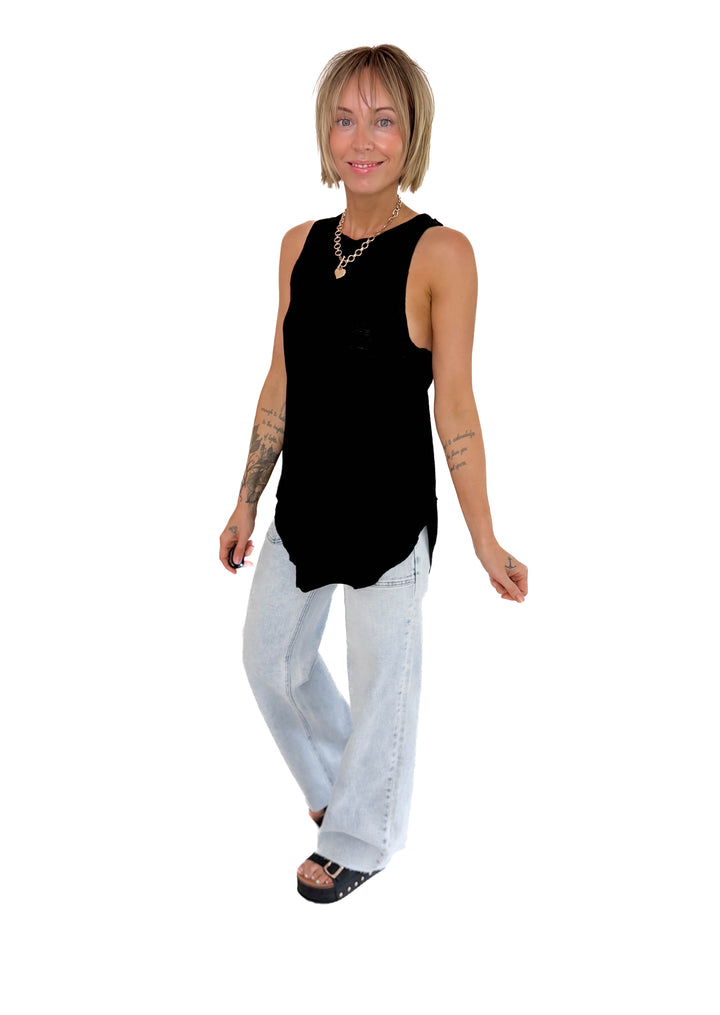 Bree Flowy Tank- BLACK