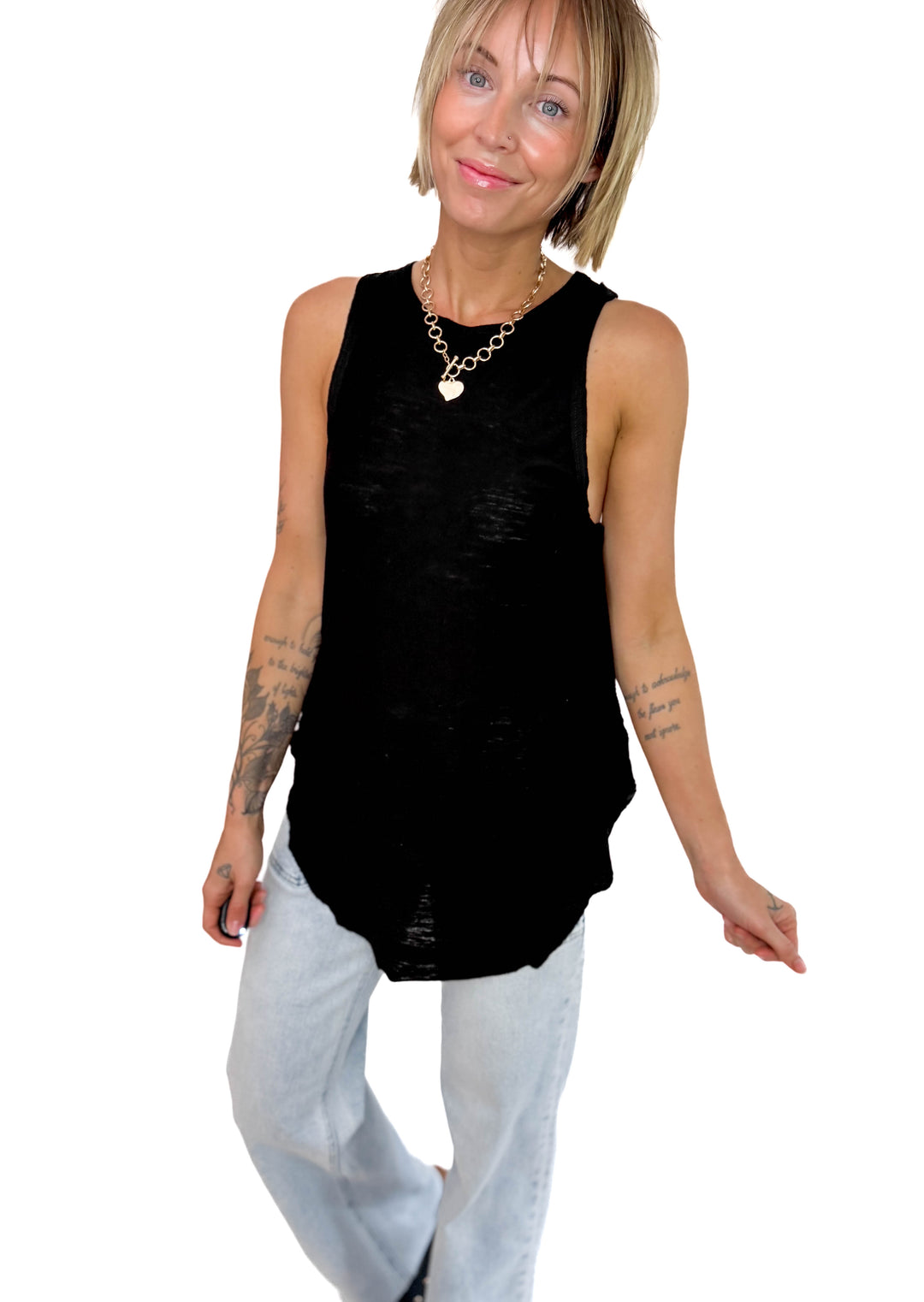 Bree Flowy Tank- BLACK