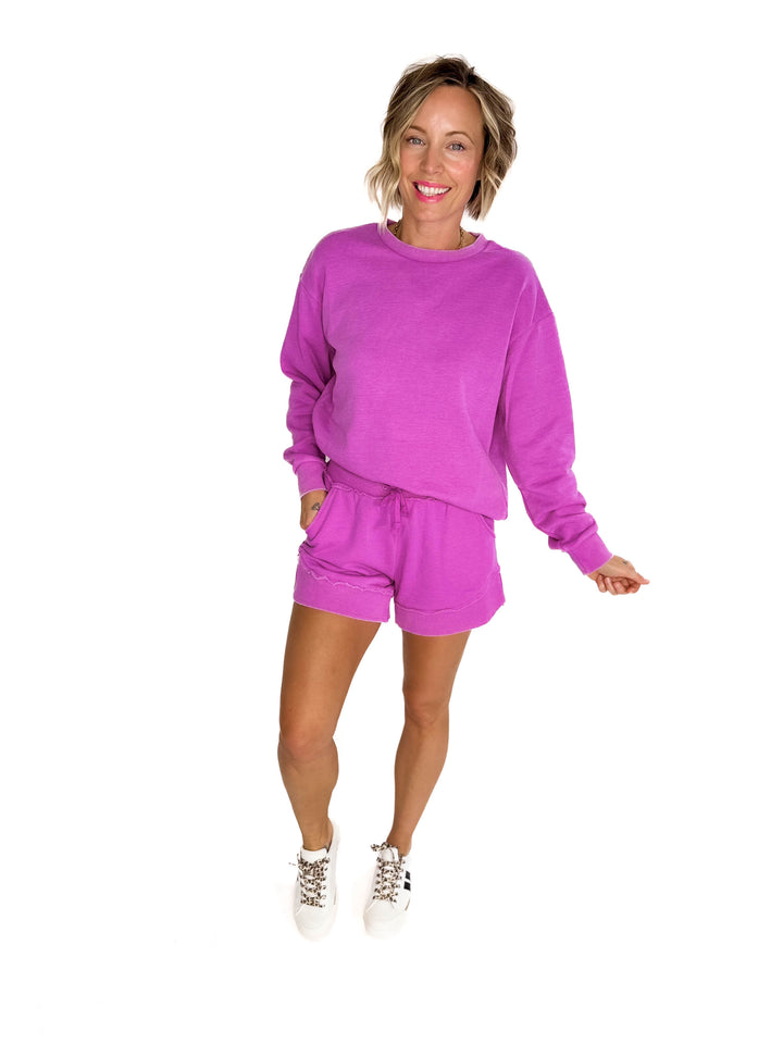 Stevie French Terry Shorts- VIVID ORCHID-FINAL SALE