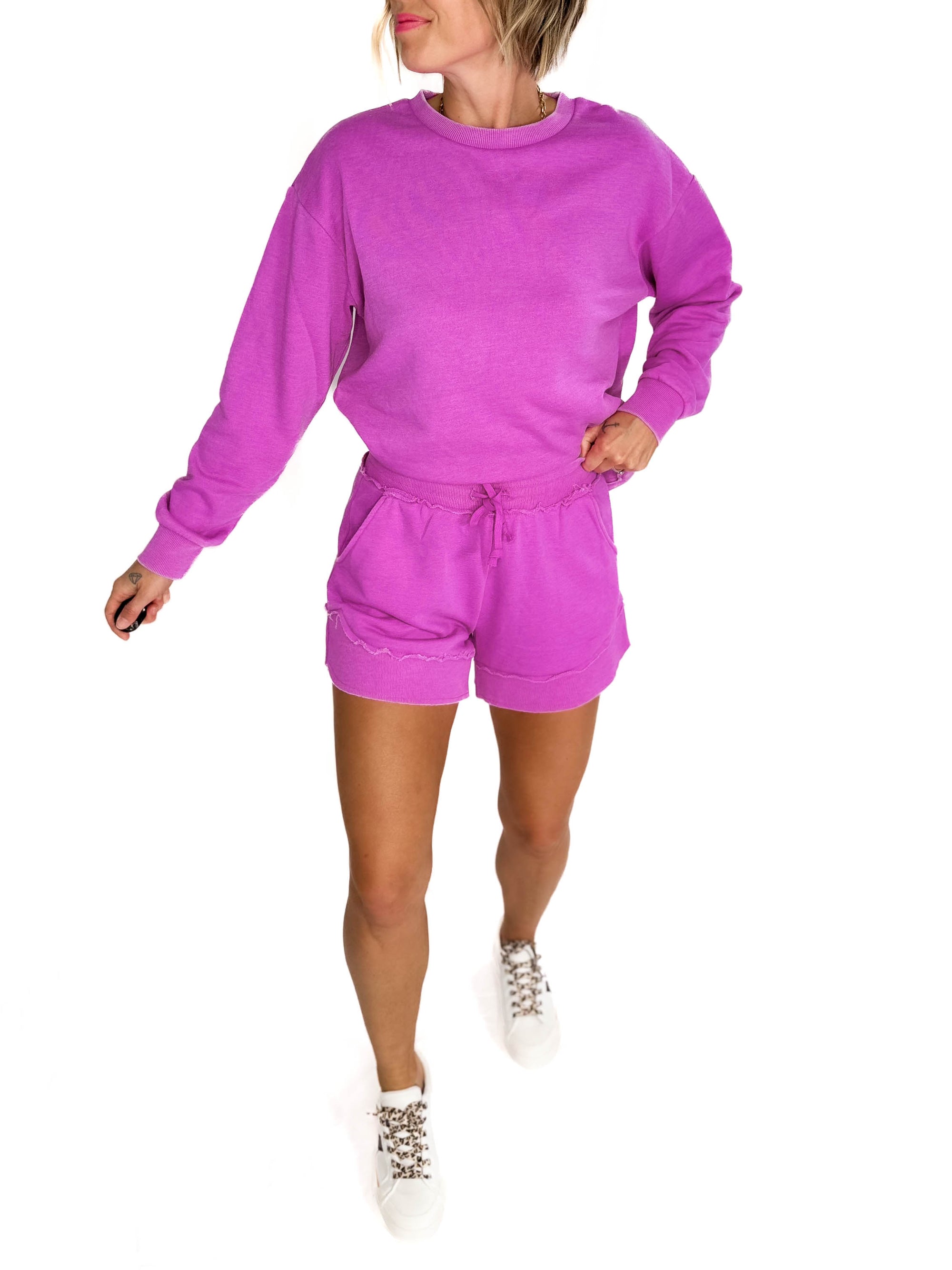 Stevie French Terry Shorts- VIVID ORCHID