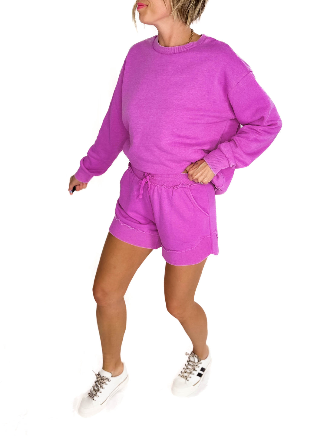 Stevie French Terry Shorts- VIVID ORCHID-FINAL SALE