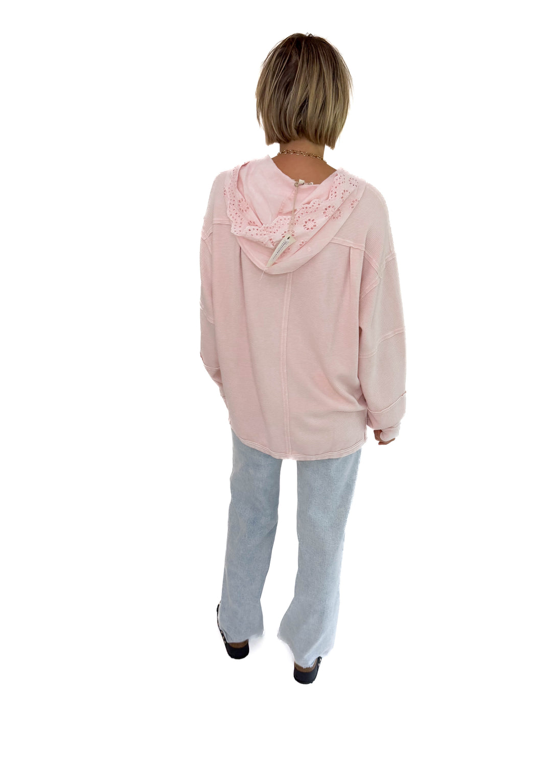 Piper Ribbed Hoodie- COTTON PINK