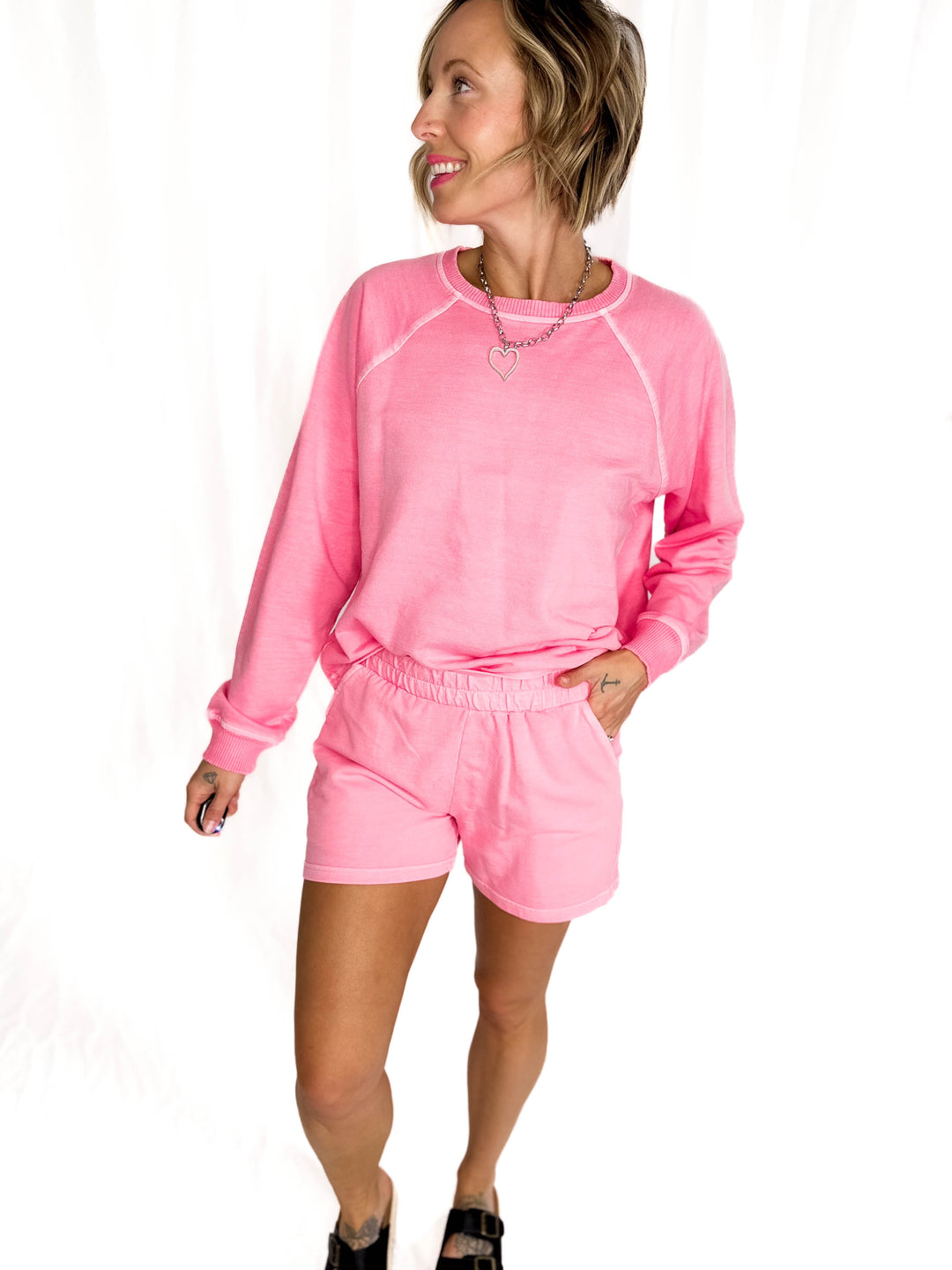 Rio French Terry Short Set- CANDY PINK-FINAL SALE