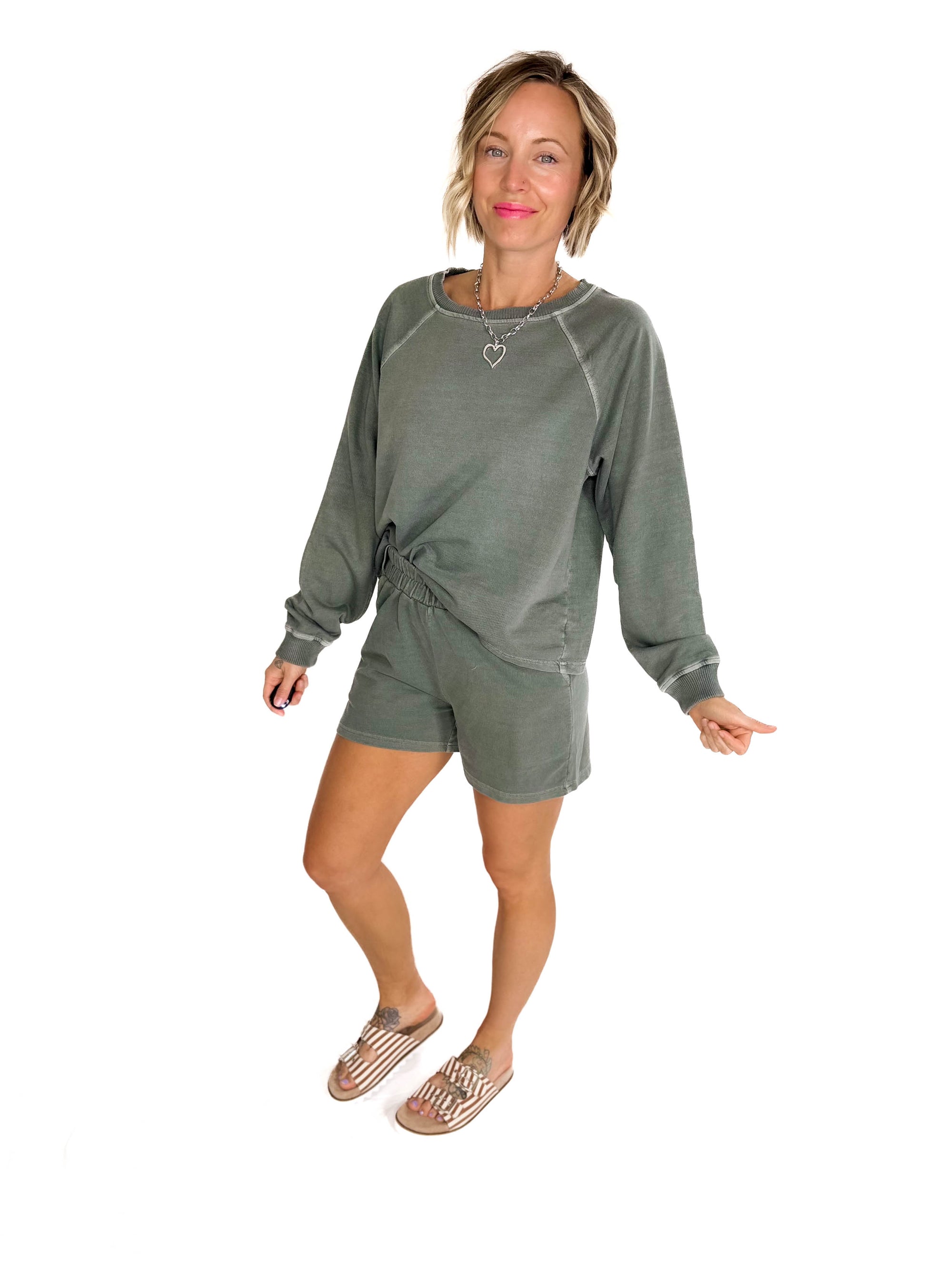 Rio French Terry Short Set- ASH JADE