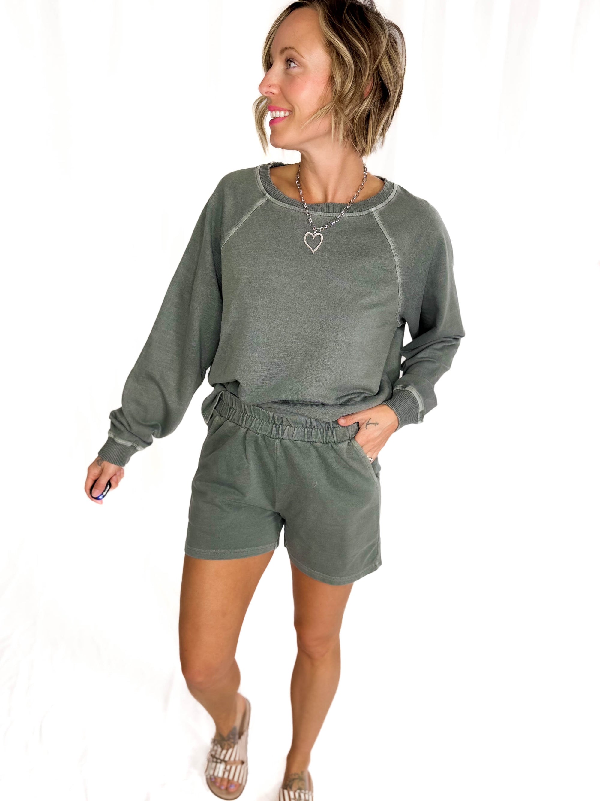 Rio French Terry Short Set- ASH JADE